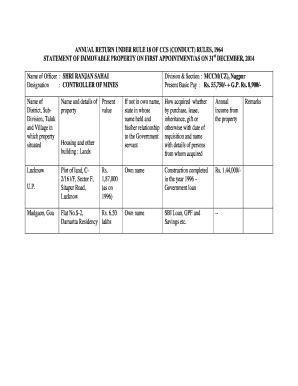 Fillable Online ANNUAL RETURN UNDER RULE 18 OF CCS CONDUCT RULES