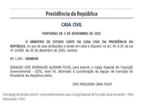 Transição ministro da Casa Civil nomeia Alckmin como coordenador