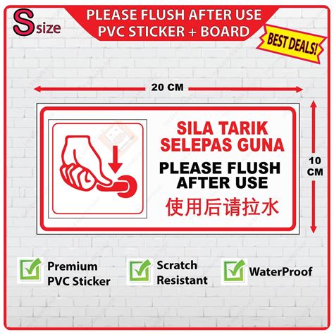 Please Flush After Use Toilet Sign 2 PVC Sticker Board Shopee Singapore