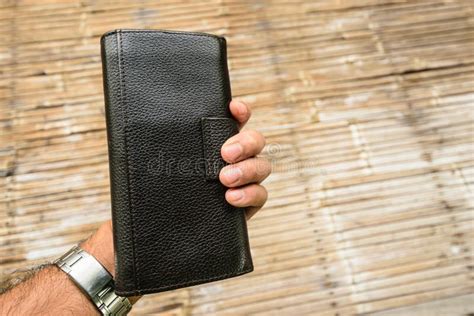 292 Man Hand Holding Leather Men Wallet White Background Stock Photos