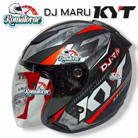 Jual Helm Kyt Dj Maru Motif Black Doff Gun Metal Half Face Shopee