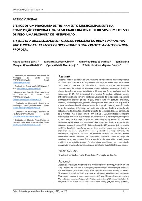 (PDF) EFEITOS DE UM PROGRAMA DE TREINAMENTO MULTICOMPONENTE NA ...