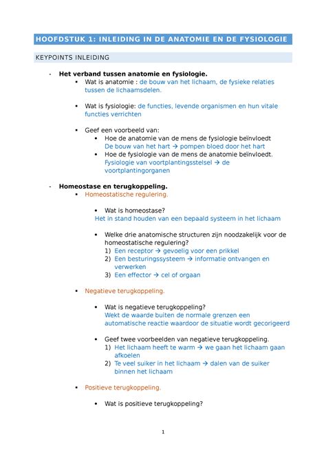 2324 AF01 Keypoints Inleiding Tot De Anatomie En De Fysiologie