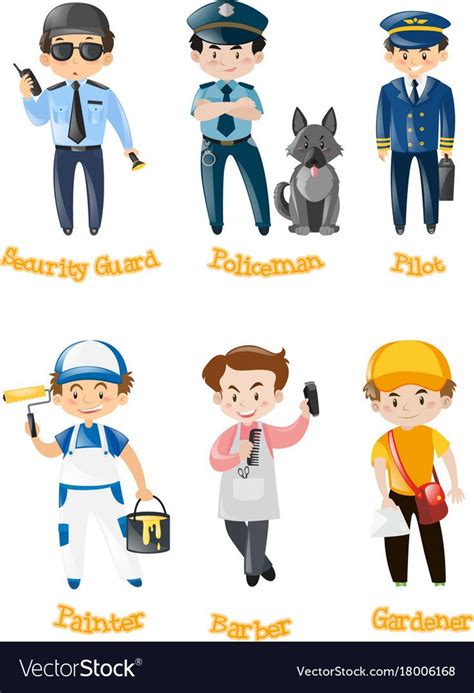 Men Doing Different Kinds Of Jobs Vector Image On Vectorstock