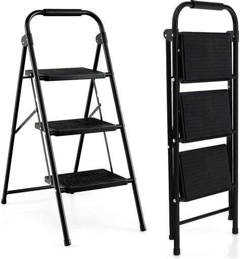 Tangzon Folding Step Ladder Portable Steel Step Stool With Widen