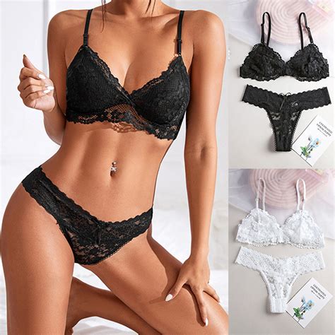 Sexy Black Lace Two Piece Lingerie Set
