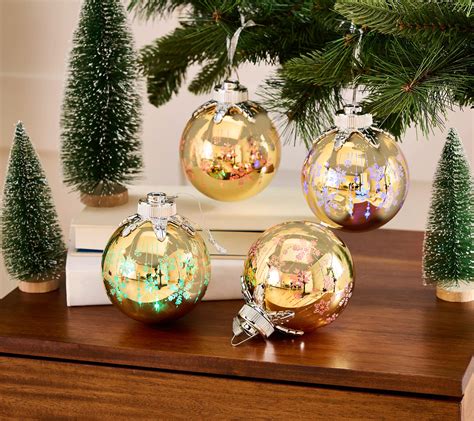 As Is Set Of Illuminated Snowflake Glass Ornaments By Valerie Qvc