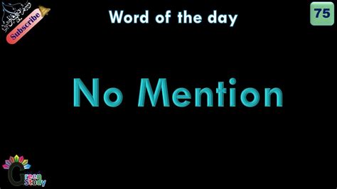 No Mention Word Of The Day English Words Of The Day Words