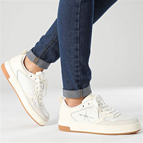 Calvin Klein Baskets Femme Cupsole Low Leather 0876 Ivory Bright