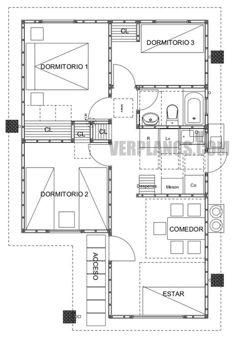 Descargar Planos De Casas Social Económica Con Medidas Dwg Pdf Planos De Casas Planos De