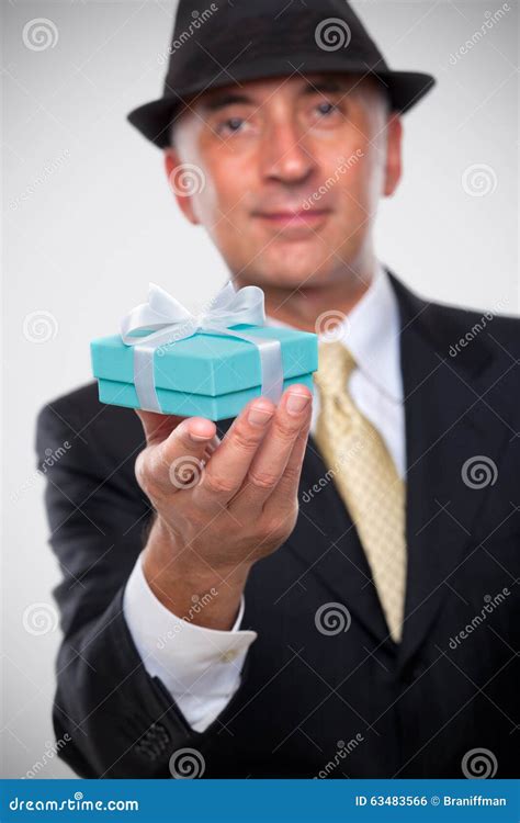 Elegant Man Holding A Present Stock Photo Image Of Give Paper 63483566