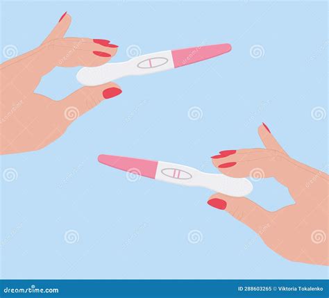 Pregnancy Test In Hand Positive And Negative Vector Illustration Stock Illustration