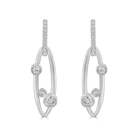 Lunar Diamond Drop Earrings White Gold David M Robinson