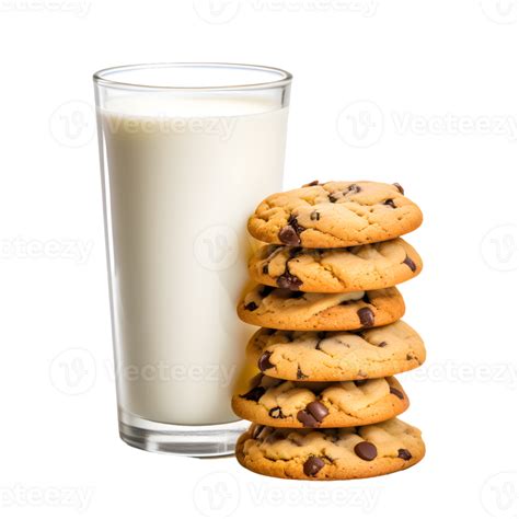 Ai Generated Milk And Cookies Isolated On A Transparent Background