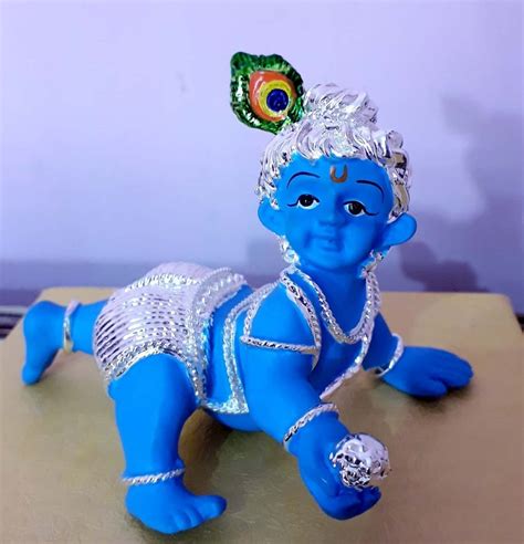 Polyresin Plated With Pure Silver Or Gold Laddu Gopal Statue Home