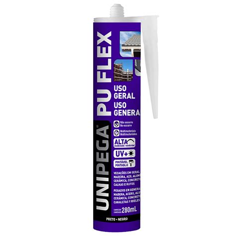 Selante Pu Flex Uso Geral Preto 280ml Unipega Unipegashop