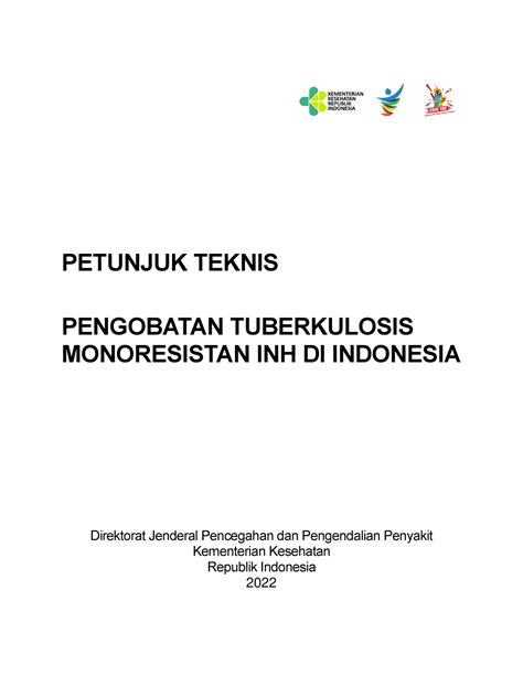 Buku Petunjuk Teknis Tbc Monoresistan Inh Di Indonesia Petunjuk