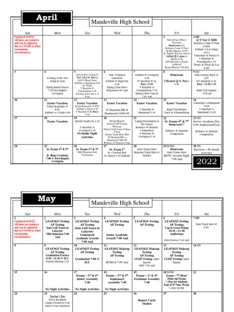 Mhs Calendar | PDF