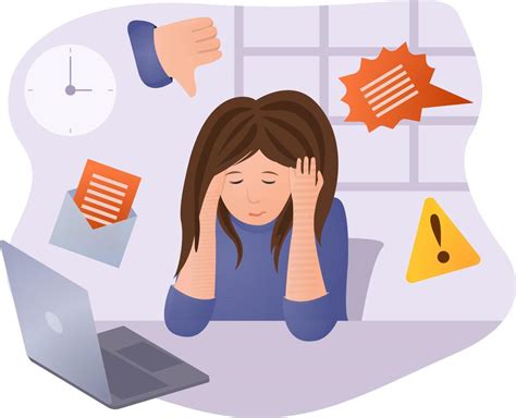 Mental Health Issue Burnout And Stress Concept Tired Woman At Work Desk With Computer