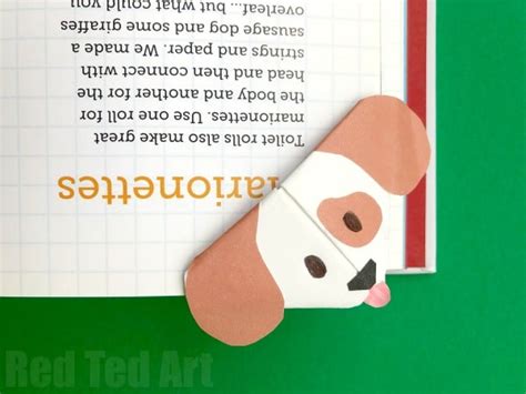 Emoji Dog Corner Bookmark - Red Ted Art - Kids Crafts