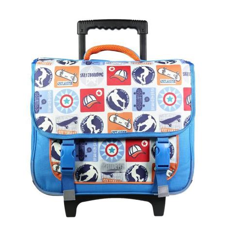 BAGTROTTER Cartable à roulettes 38 cm Phileas Bleu Skateur Bleu et noir