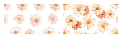 Premium Vector Stylish Seamless Pattern With Daisy Flowers In Peach Fuzz