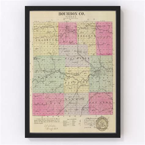 Vintage Map Of Bourbon County Kansas By Ted S Vintage Art