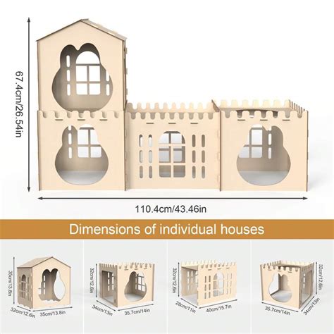 Large Rabbit Castle Wooden Bunny Castle For Indoor Outdoor Cardboard