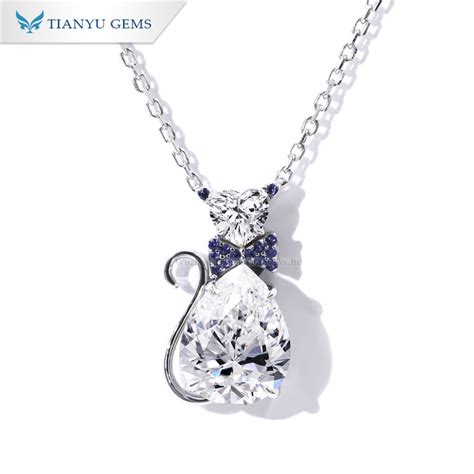 Tianyu Gems Moissanite Necklace White Gold Diamond Engagement Necklace