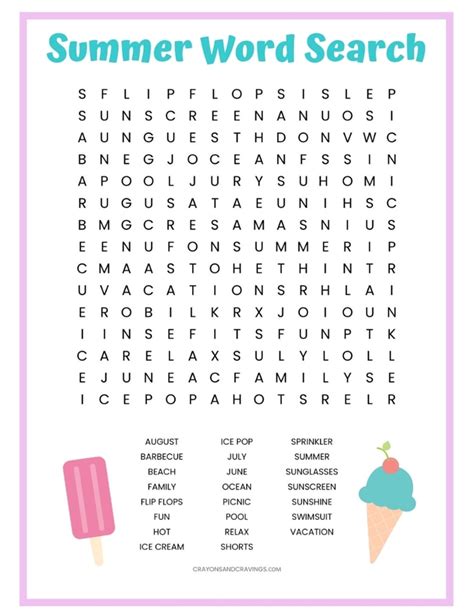 Summer Free Printable Word Searches