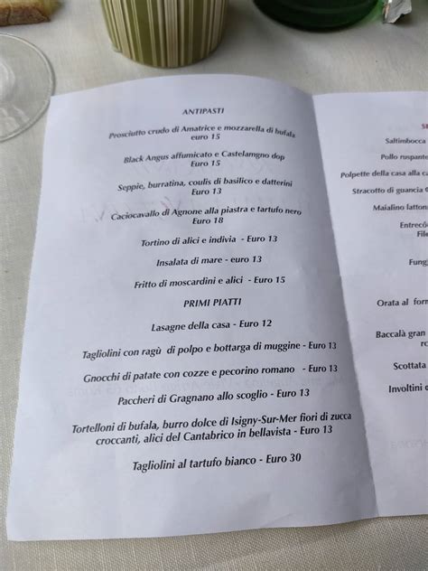 Speisekarte Von Ristorante Mamma Angelina Rom