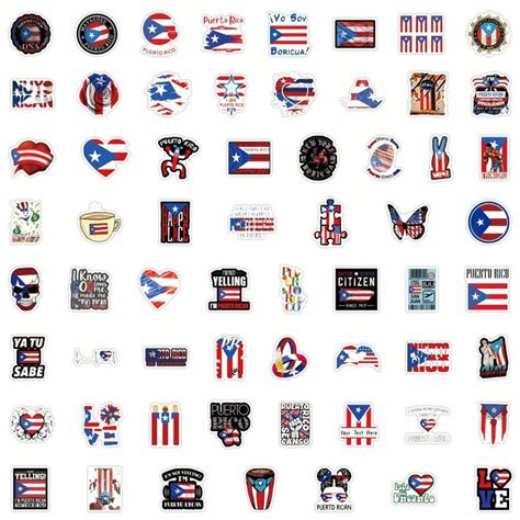 60pcs Puerto Rico Stickers Flag Stickers Graffiti Stickers Puerto Rico