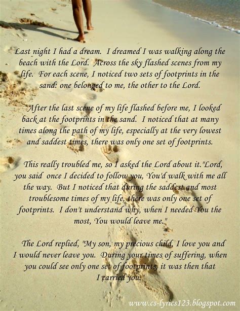 Footprints In The Sand Prayer Words