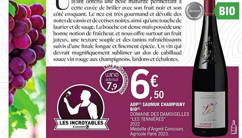 Promo Aop Saumur Champigny Bio Domaine Des Damoiselles les Tennières