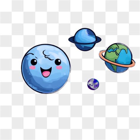 Descarga Ilustración De Estilo Cartoon De Planetas Y Lunas Con Caras Sonrientes Cartoons En