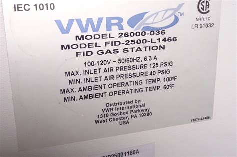 VWR FID Chromatography Gas Station System FID 25 LabX