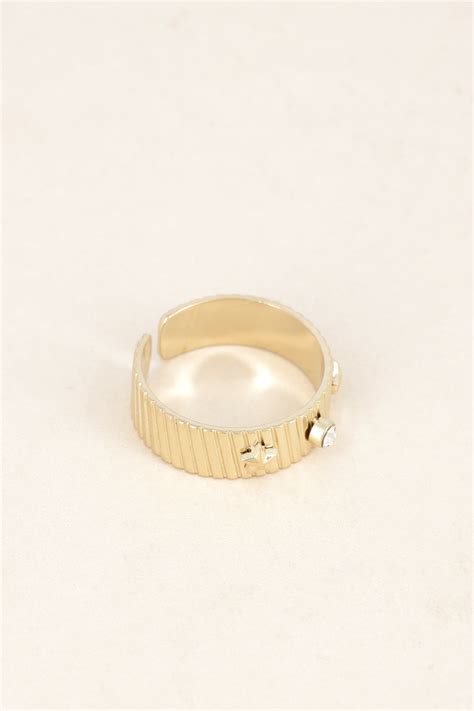 Bague Aux Traits Stri S Avec Toile Et Strass Marceau In S