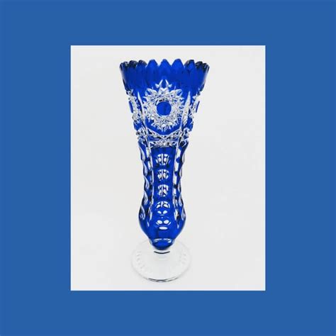 Cobalt Blue Crystal Vase Etsy