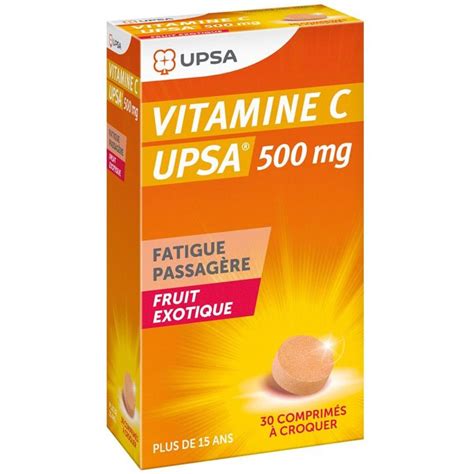 Vitamine C 500mg Upsa 30 Comprimés à Croquer Fruit Exotique