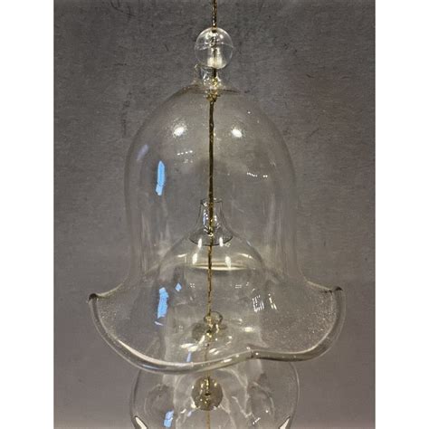 Vintage S Clear Glass Tiered Bell Ornament Scallop Edged Nesting