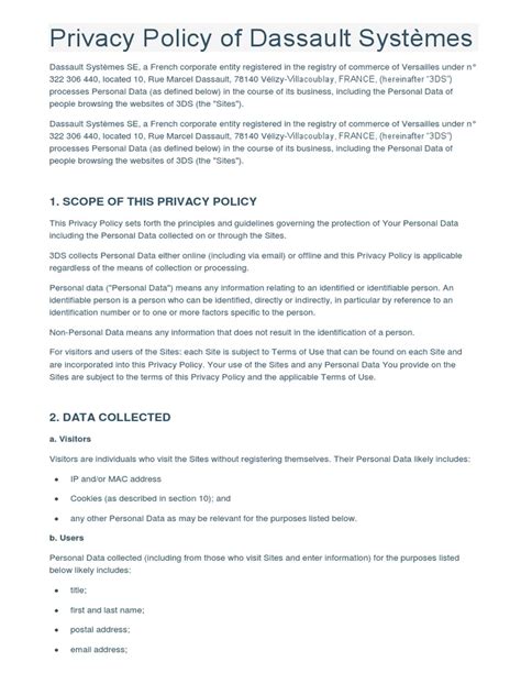 Privacy Policy of Dassault Systèmes | PDF | Http Cookie | Information ...