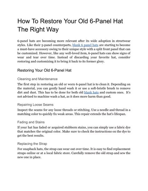 PPT How To Restore Your Old 6 Panel Hat The Right Way PowerPoint