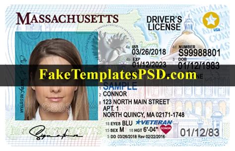 Massachusetts Drivers License Template Psd