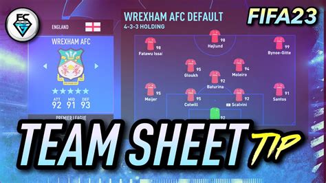 Fifa 23 Team Sheet Tips Youtube