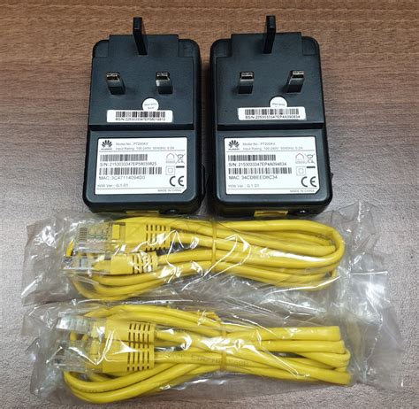 Talktalk Huawei Powerline Adapters Pair Pt200av Plus Ethernet Cables