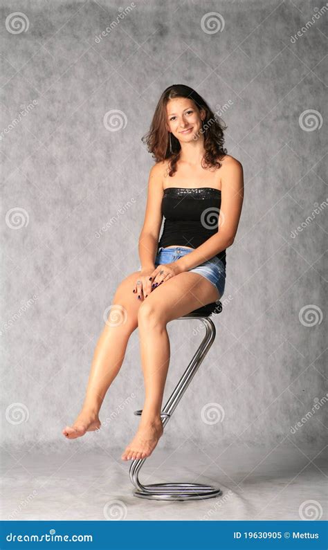 Cute Brunette Sitting Stock Image Image Of Casual Attractive