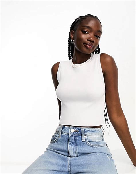 Pimkie Ribbed Vest Top In White Asos