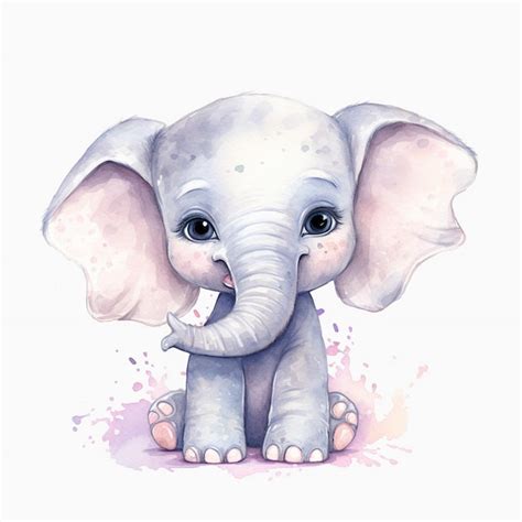 Un Dibujo De Acuarela De Un Elefante Con Flores Foto Premium