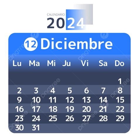 Calendario Espa Ol Azul Creativo Diciembre Png Dibujos