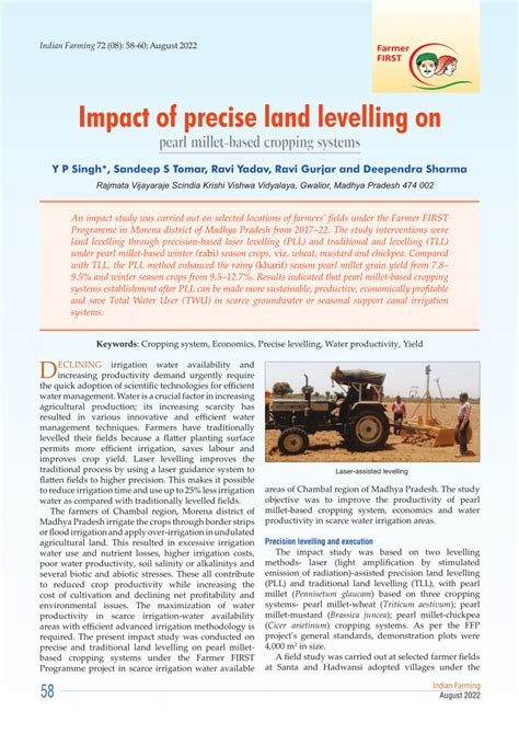 PDF Indian Farming Impact Of Precise Land Levelling On Pearl Millet